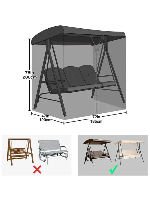 Садовые качели сетка от комаров 185х125х205см, 185x125x205 см, фото 5