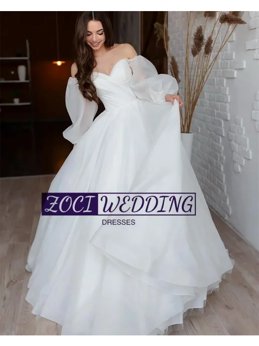 ZOCI Свадебное платье Princess Sweetheart из органзы, белый, фото 2