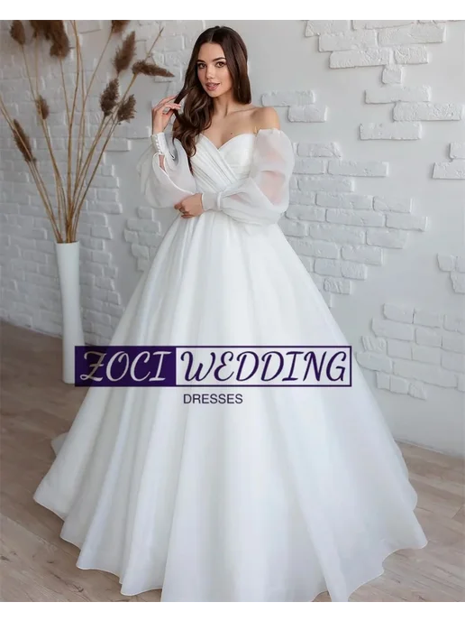 ZOCI Свадебное платье Princess Sweetheart из органзы, белый, фото 3