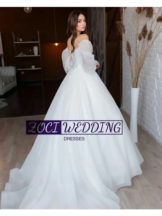 ZOCI Свадебное платье Princess Sweetheart из органзы, белый, фото 4