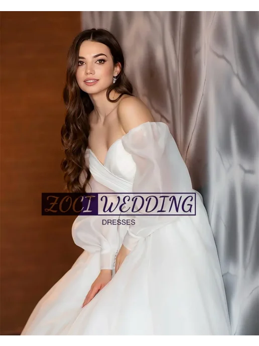 ZOCI Свадебное платье Princess Sweetheart из органзы, белый, фото 5