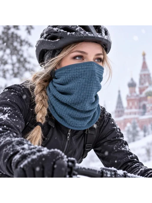 Черный согревающий воротник для шеи, зимний бег, утепленный…, черный, фото 5