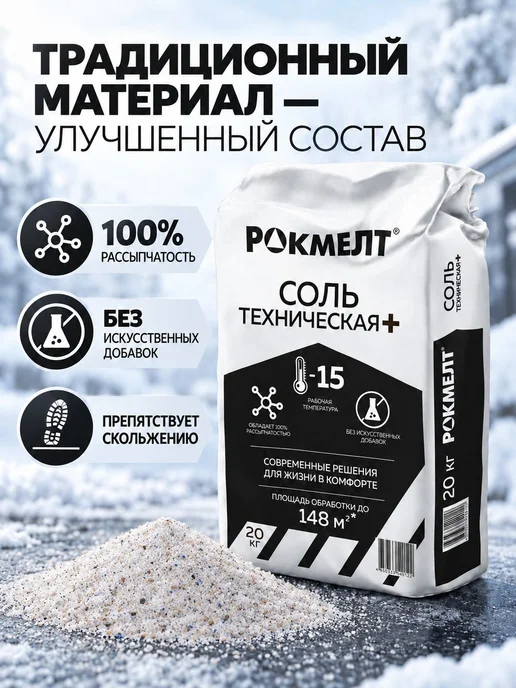 Соль техническая Rockmelt Plus 20 кг, 20 кг, фото 2