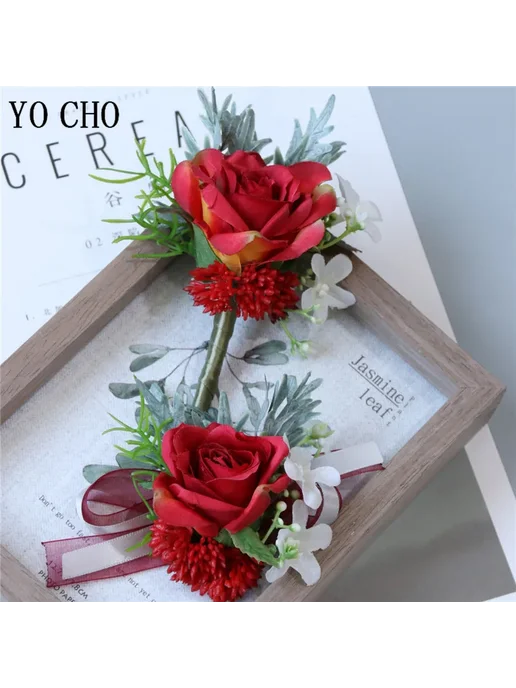 YO CHO Свадебный корсаж из шелка Красный, Corsage-2, красный, фото 4