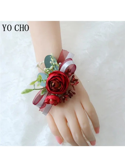 YO CHO Свадебный корсаж из шелка Красный, Corsage-2, красный, фото 5