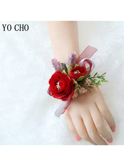 YO CHO Свадебный корсаж из шелка Красный, Corsage-2, красный, фото 7