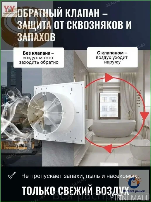 Качественный вытяжной вентилятор премиумкласса для санузло, вариант, фото 2
