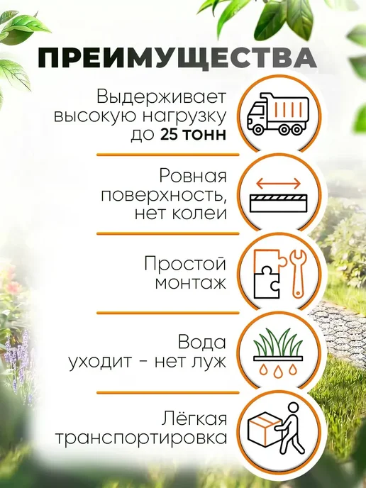 Газонная решетка для садовых дорожек и парковки, черный, фото 4