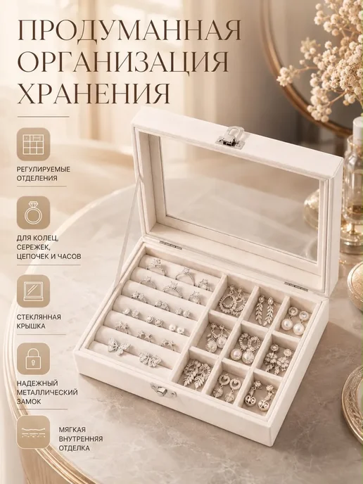 Шкатулка для украшений, белый, фото 3