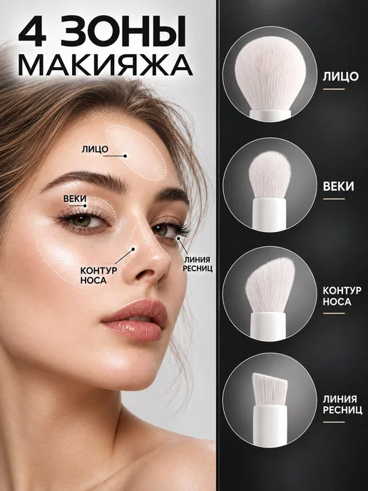 Ronshadow Набор кистей для макияжа 4 в1, вариант, фото 4