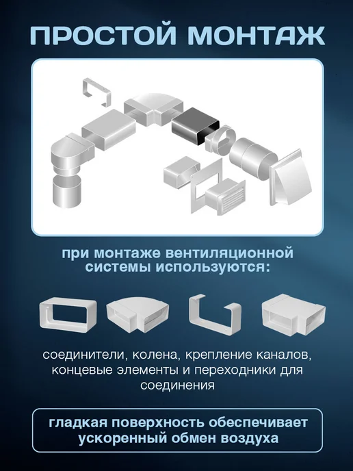 Вентиляционный канал плоский, воздуховод прямоугольный, 0,5, черный, фото 3