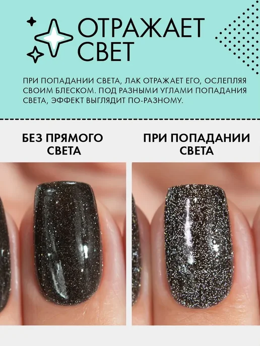 Лак для ногтей "Negative Space", черный, светоотражающий, с, черный, фото 2