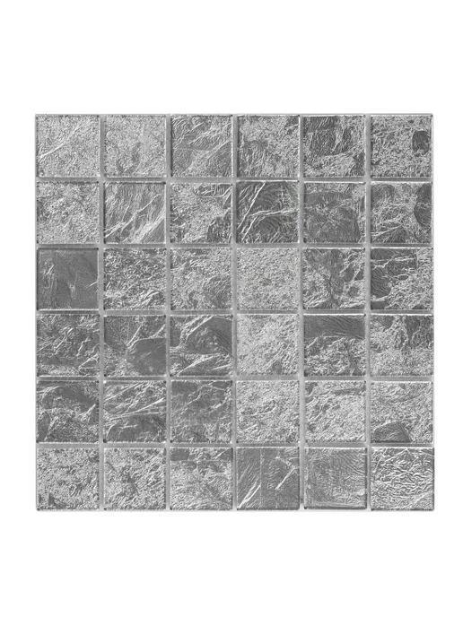 Стеклянная мозаика с фольгой серебристая 30х30 см, 30x30 см, фото 2