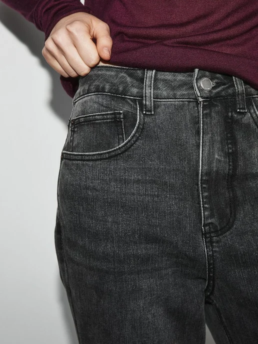 Джинсы клеш с высокой посадкой, зеленый, фото 5