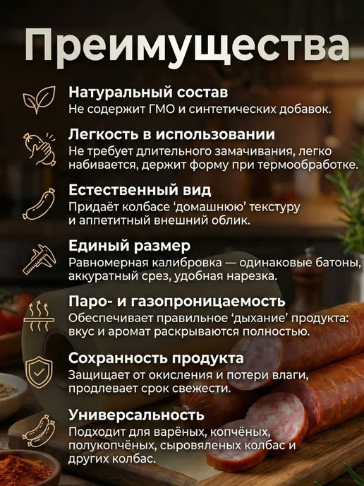 Оболочка для колбасы коллагеновая 45мм 3 м, 3 м, фото 5