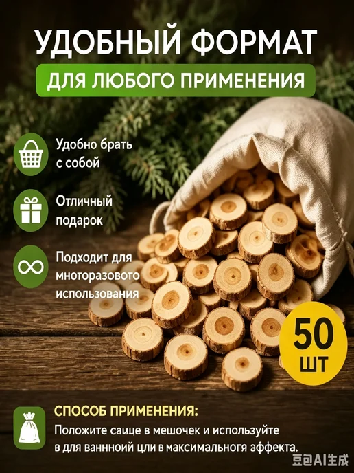Спилы можжевельника, 50 шт, диам. 10–40 мм, 50 шт