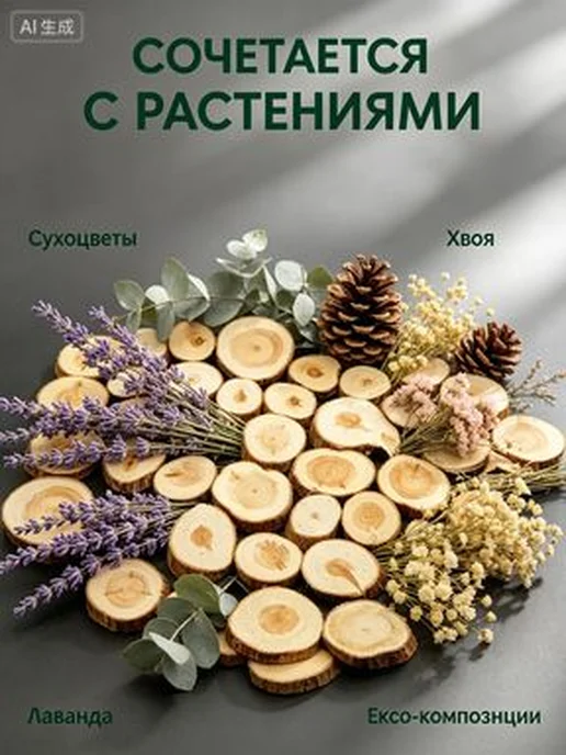 Спилы можжевельника, 50 шт, диам. 10–40 мм, 50 шт, фото 6