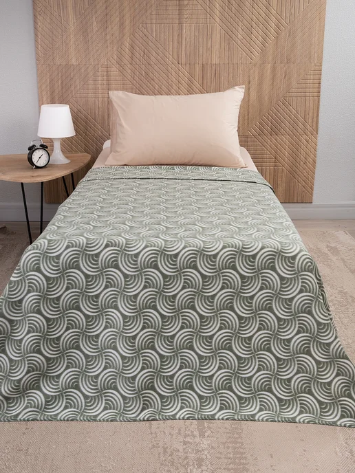 Плед флисовый 150х200 для дивана и кровати зеленый мягкий, 150x200, фото 2