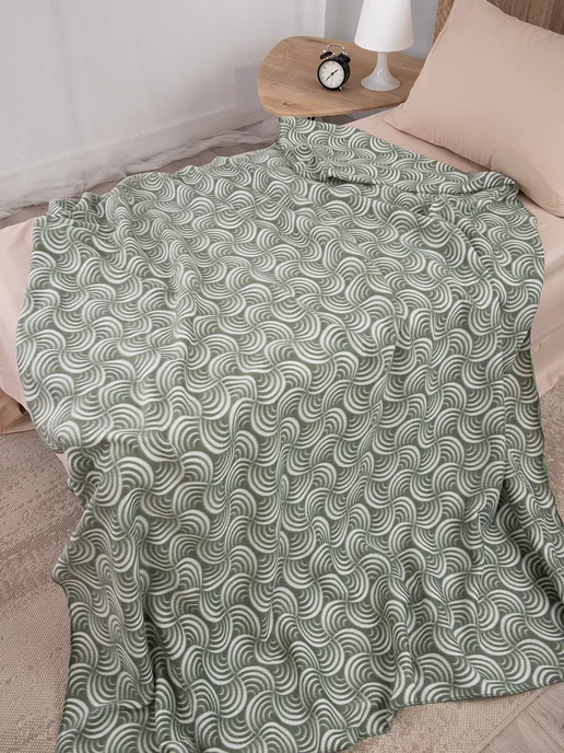 Плед флисовый 150х200 для дивана и кровати зеленый мягкий, 150x200, фото 7