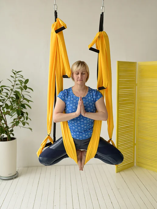 YoGuru Гамак для йоги с мягкими вставками, желтый, фото 3