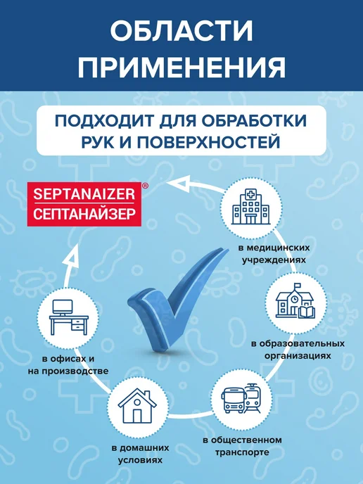 SEPTANAIZER Антисептик для рук и поверхностей 5 л, спирт 75%, 1 л, фото 2