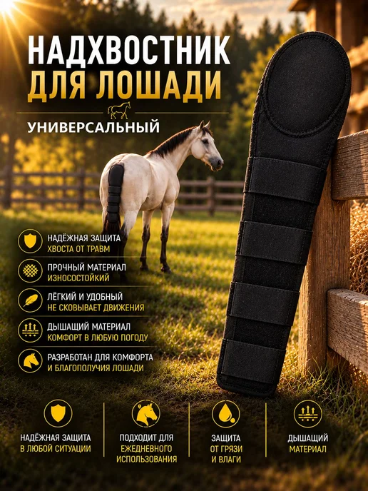 Нахвостник для лошади универсальный для перевозки, черный