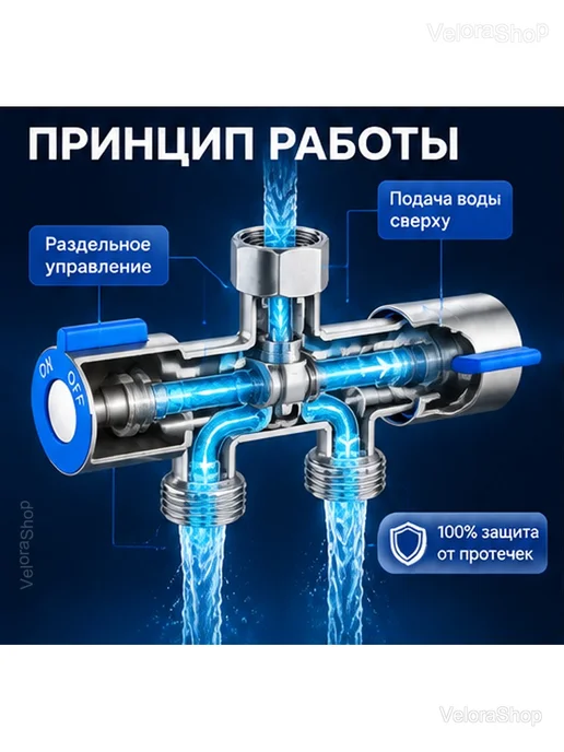 Дивертор для душа переключатель воды G1 2, серый, фото 4