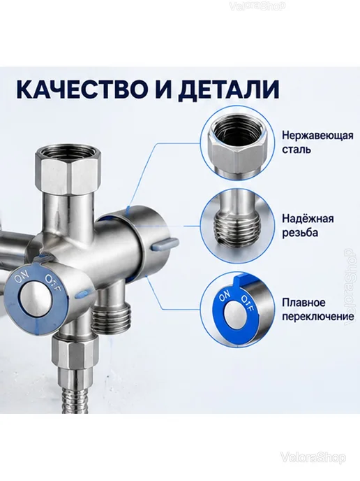 Дивертор для душа переключатель воды G1 2, серый, фото 5