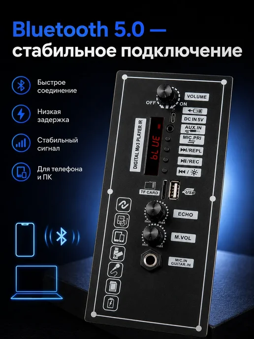 Hi-Fi Bluetooth 5.0 усилитель плата 15 Вт 3.7V DIY аудио, 15 Вт, фото 2