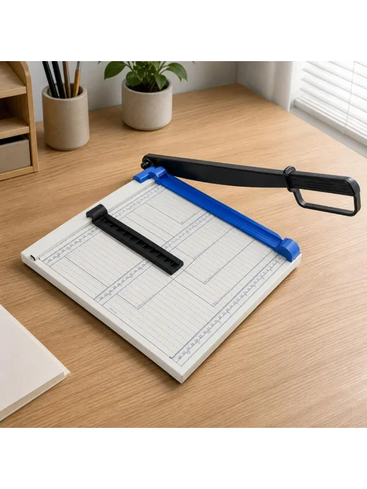 Металлический резак для бумаги A4 Manual Paper Cutter White, синий, фото 2