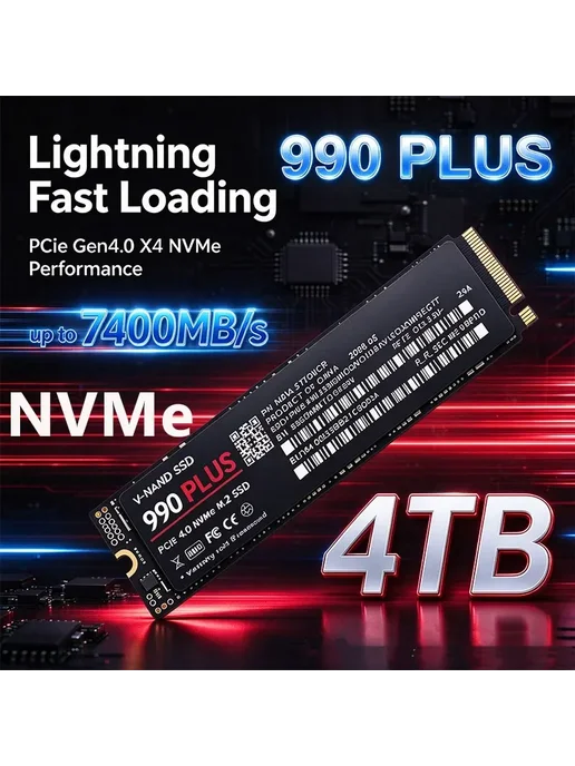 990 PLUS M.2 2280 NVMe SSD 500-4 ТБ, 4 ТБ