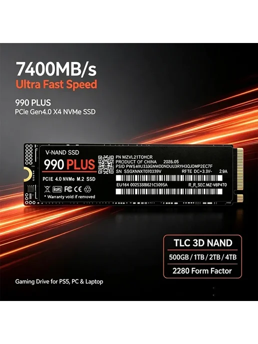 990 PLUS M.2 2280 NVMe SSD 500-4 ТБ, 4 ТБ, фото 5