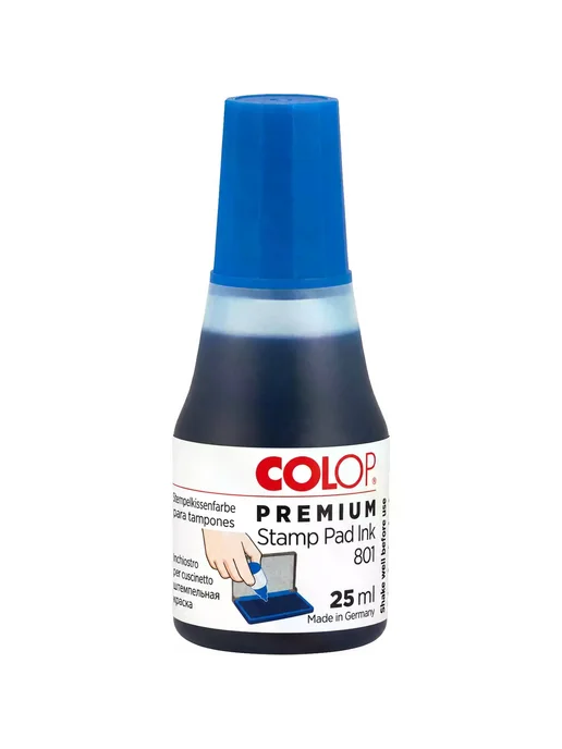 Краска штемпельная 801 Premium водно-глиц осн,син,25мл Colo, 25 мл