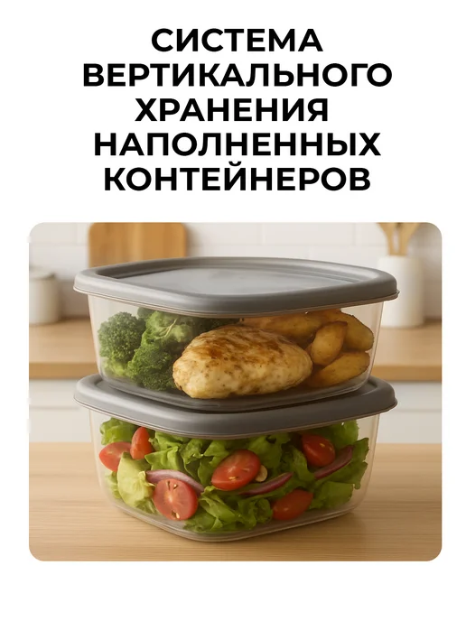 Контейнеры для еды 2 шт, 750 мл, 14,4х14,4х6,5 см, 14.4x14.4x6.5 см, 2 шт, фото 6