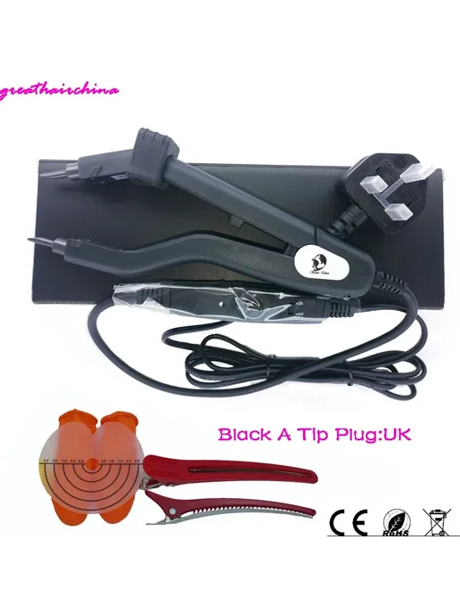 Утюжок для наращивания волос, Black TIP A, Plug EU, черный, фото 4