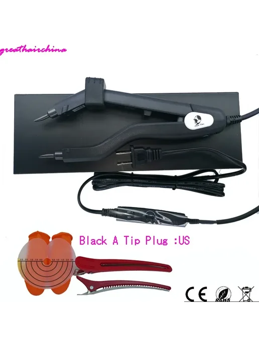 Утюжок для наращивания волос, Black TIP A, Plug EU, черный, фото 5