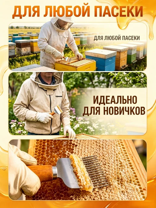 Вилка для распечатывания мёда и скребок-лопатка для вос, вариант, фото 8