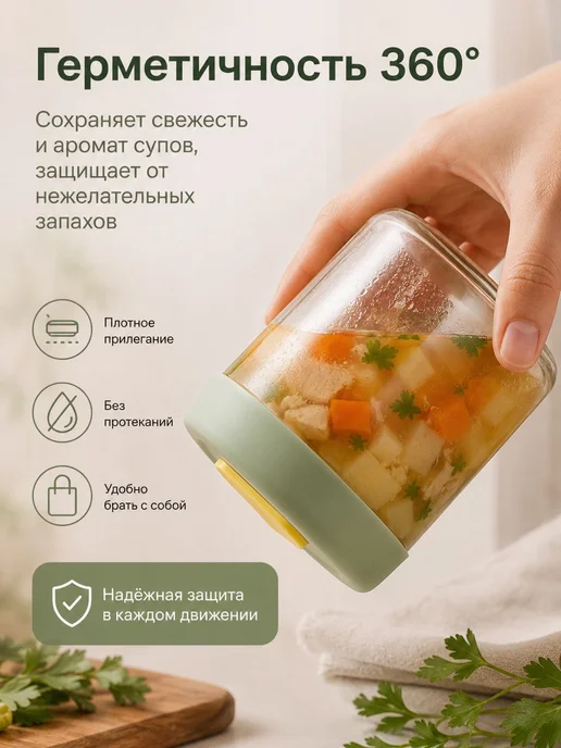 Контейнер пищевой 400 мл 2 шт стекло, 400 мл, 2 шт, фото 3
