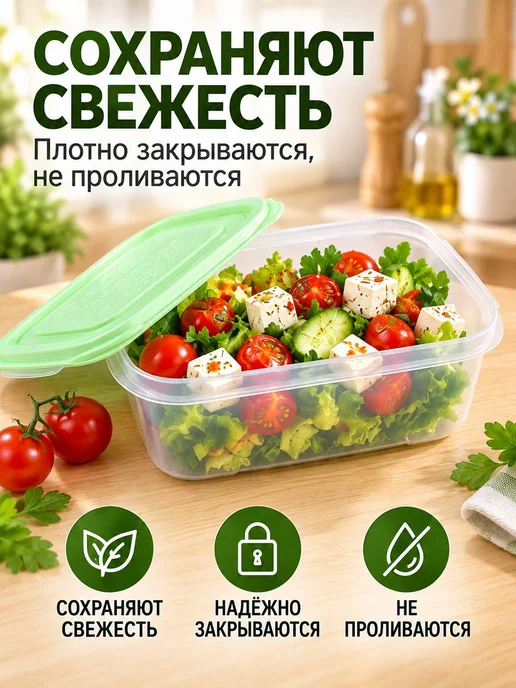 Набор пищевых контейнеров, 4 шт 2 л, 1.1 л, 0.55 л, 0.26 л, 4 шт, 2 л, фото 4
