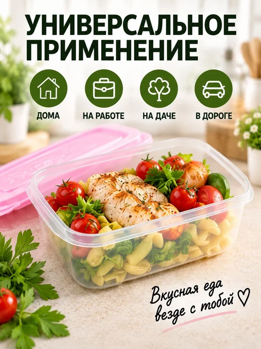 Набор пищевых контейнеров, 4 шт 2 л, 1.1 л, 0.55 л, 0.26 л, 4 шт, 2 л, фото 5