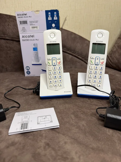 Стационарный телефон Alcatel с двумя трубками, синий