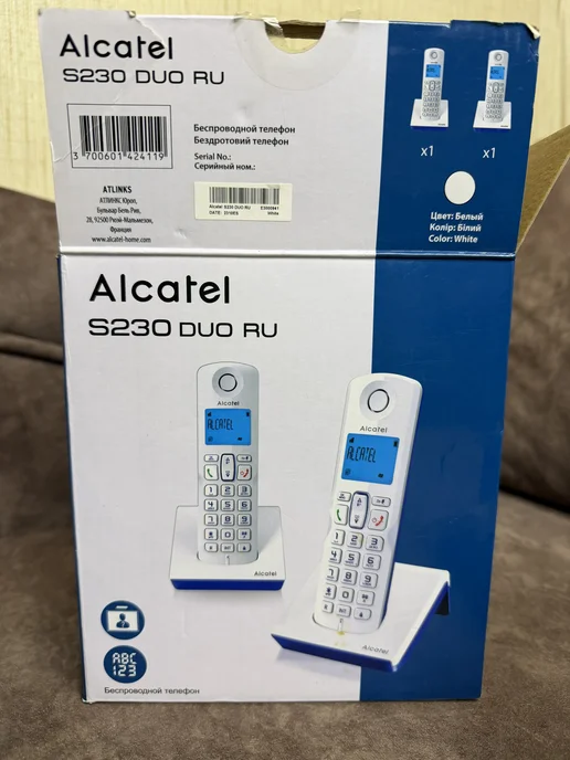 Стационарный телефон Alcatel с двумя трубками, синий, фото 4