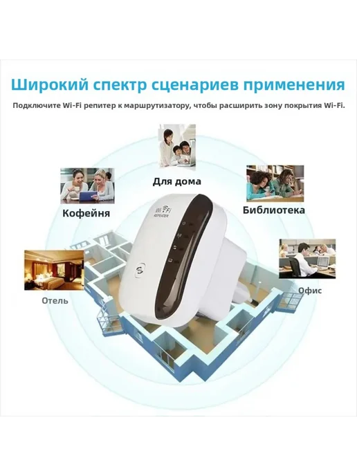 Усилитель WiFi 300Mbps, репитер 2.4 ГГц, WPS, белый, фото 6