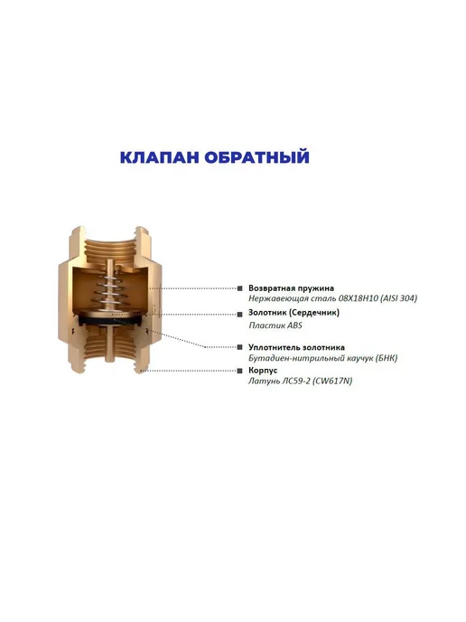 Обратный клапан латунный 3 4", до 16 бар, вариант, фото 5