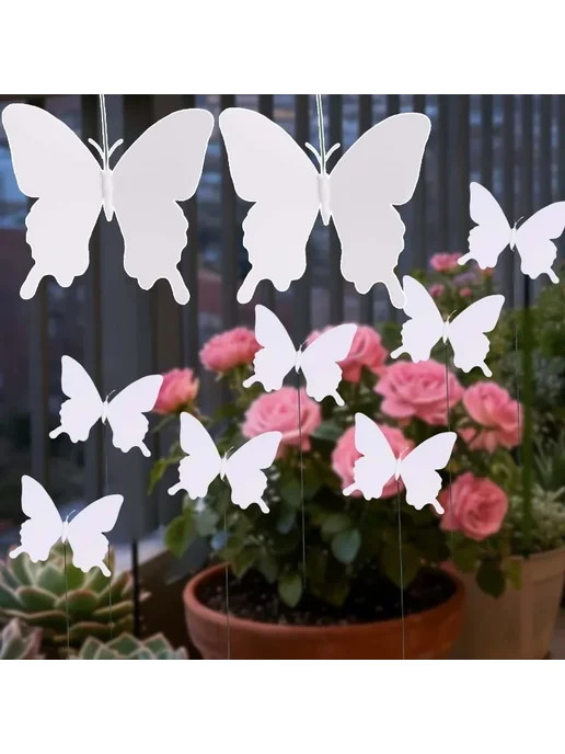 Декоративные бабочки из ПВХ, белый, 10 шт White-20pcs, 10 шт, фото 3