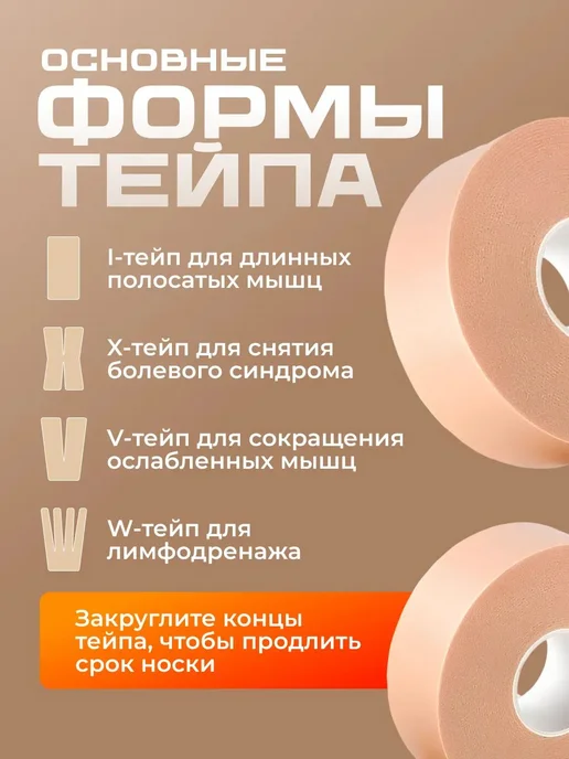 Кинезио тейп для лица и тела, бежевый, фото 5