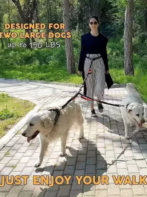 Антирывковый поводок для двух собак, серый, серый, фото 2