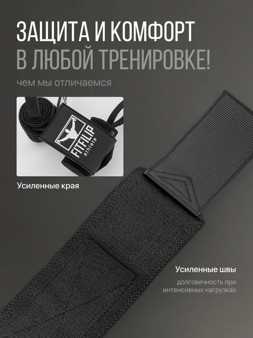 Напульсник для спорта фиксатор на руку запястье бандаж, черный, фото 4