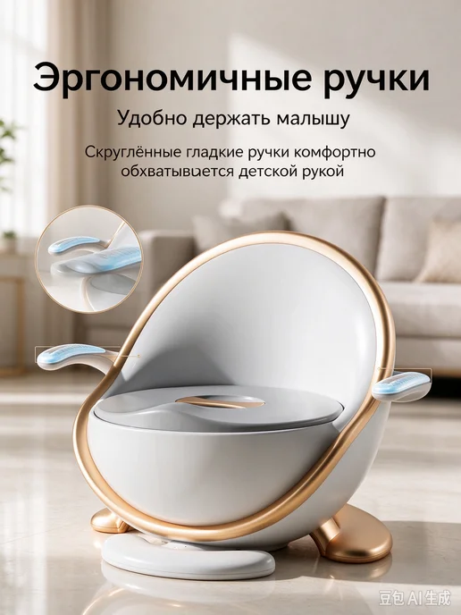 Детский горшок с ручками, эргономичный для малышей, серый, фото 3