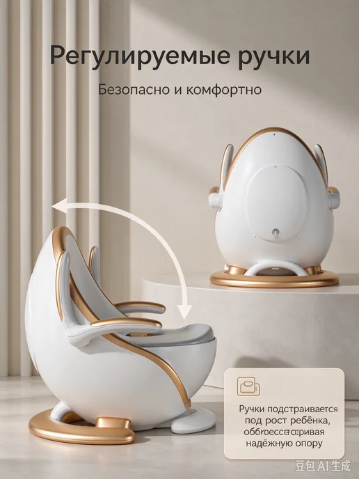 Детский горшок с ручками, эргономичный для малышей, серый, фото 4